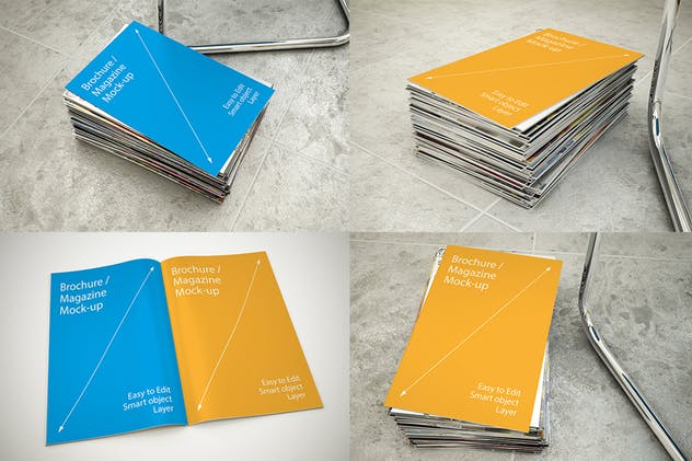 A4杂志宣传册印刷品样机 Brochure Mockups – 14 poses插图(1)