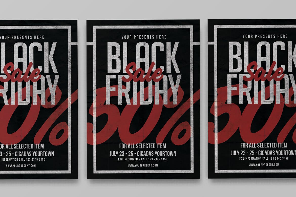 2019黒五海淘购物节促销广告海报模板 Black Friday Sale Flyer插图(1)