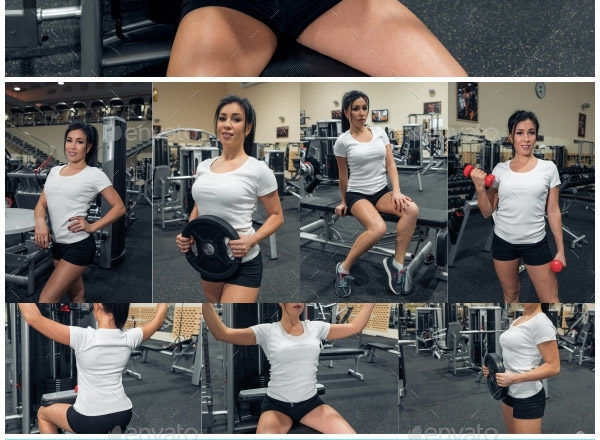 健身房女孩女款运动T恤衣服背心样机展示模型mockups