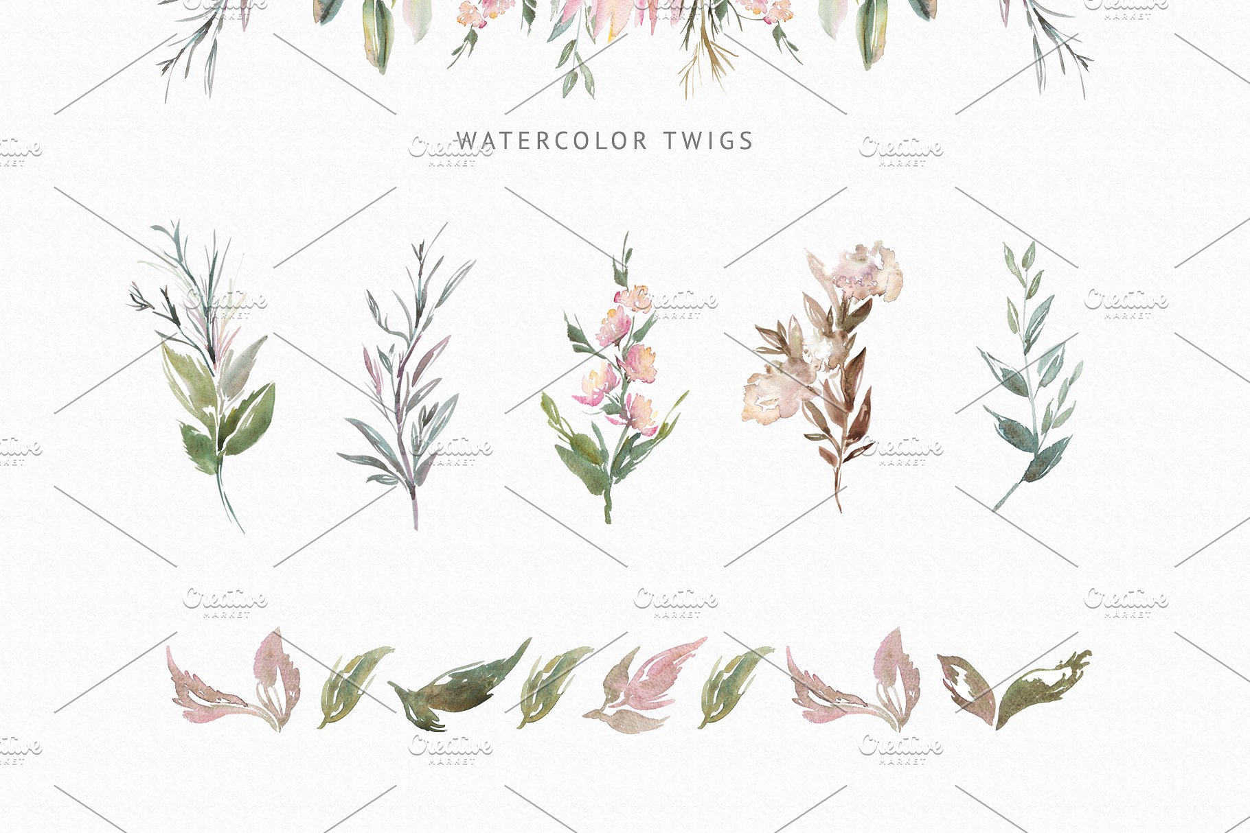 春天优雅花卉元素手绘素材合集 Spring Lush Flowers插图(5)