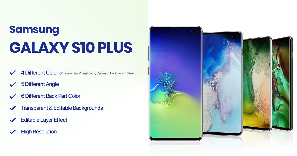 三星智能手机Galaxy S10素材库精选样机模板 Samsung Galaxy S10 Plus Mockup插图