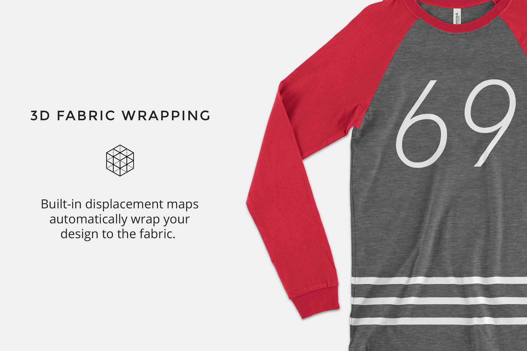 长袖篮球帆布T恤样机模板 Bella Canvas 3000 Baseball Tee插图(2)