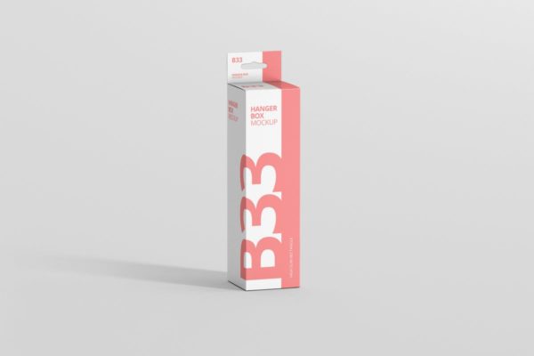 带挂钩的矩形尺寸牙膏包装盒子样机 Box Mockup – High Slim Rectangle Size with Hanger
