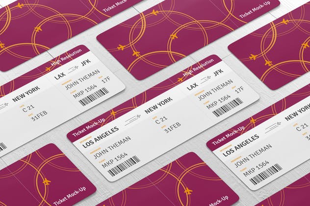 高品质的圆角机票/入场券/优惠券样机 Ticket Round Corner Mockup插图(7)