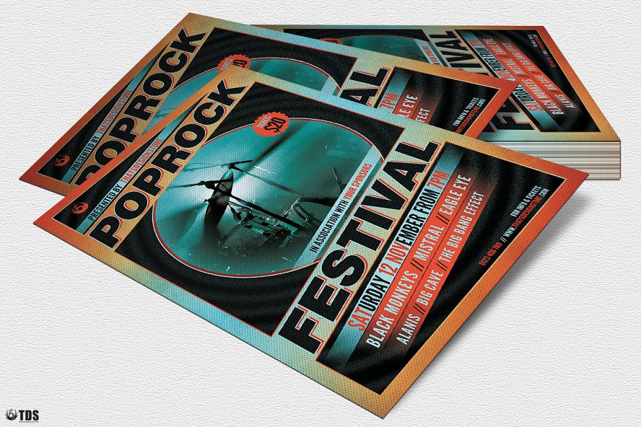 流行摇滚音乐节传单PSD模板v1 Pop Rock Festival Flyer PSD V1插图(3)