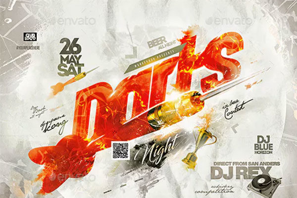 飞镖体育竞赛传单设计模板