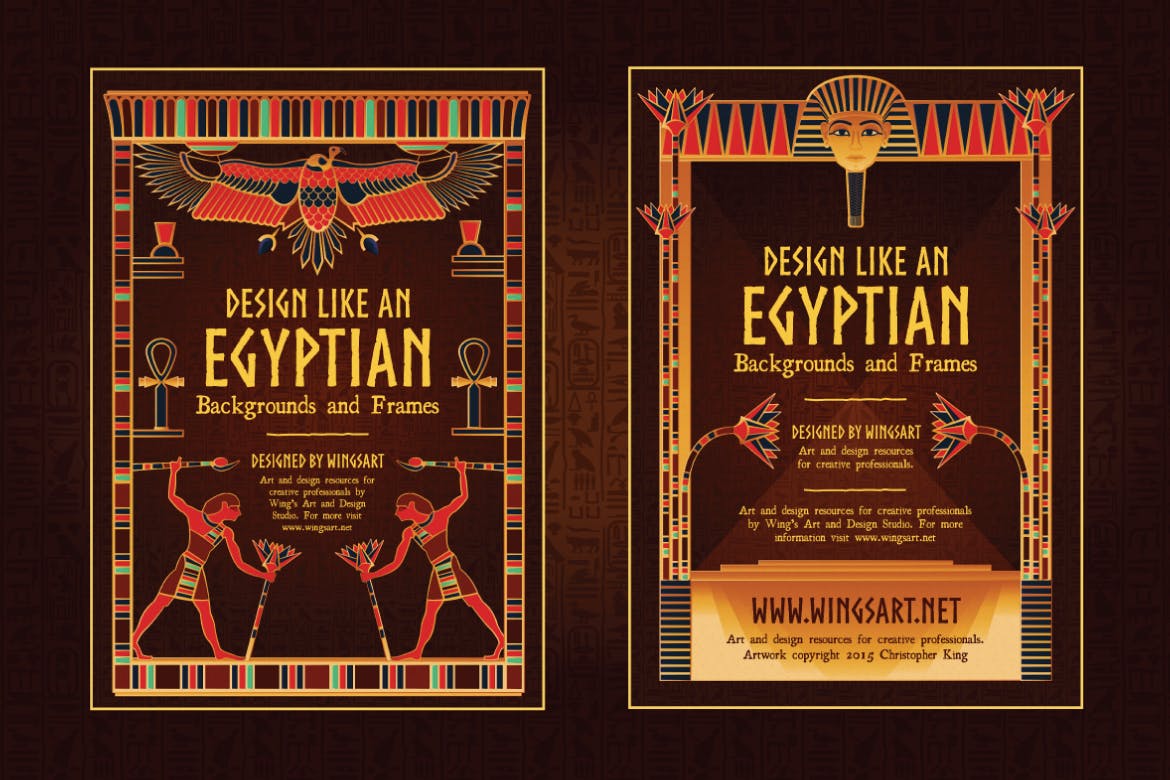 古埃及特色插画和复古海报设计模板 Egyptian Illustrations and Poster Templates插图(4)