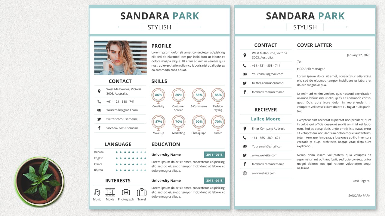 简约干净设计风格普通职员应聘简历模板 CV Resume Simple And Clean插图(1)