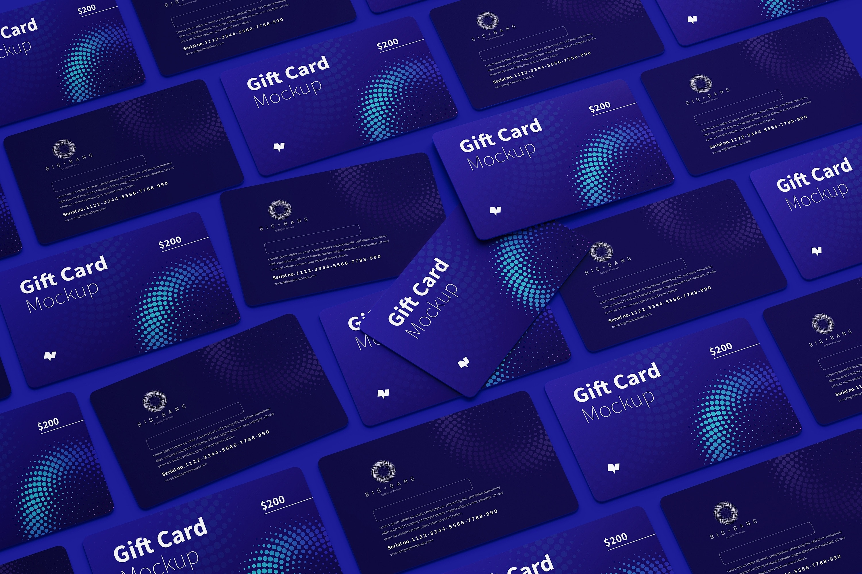 礼品积分卡外观设计等距网格样机模板04 Gift Card Mockup 04插图(4)