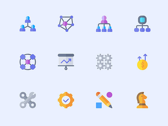 50 枚团队合作扁平图标素材之家精选sketch素材