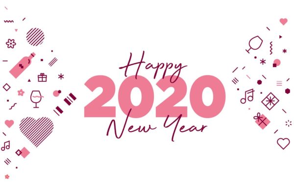 2020新年贺卡矢量素材库精选模板v8 Happy New Year 2020 greeting card