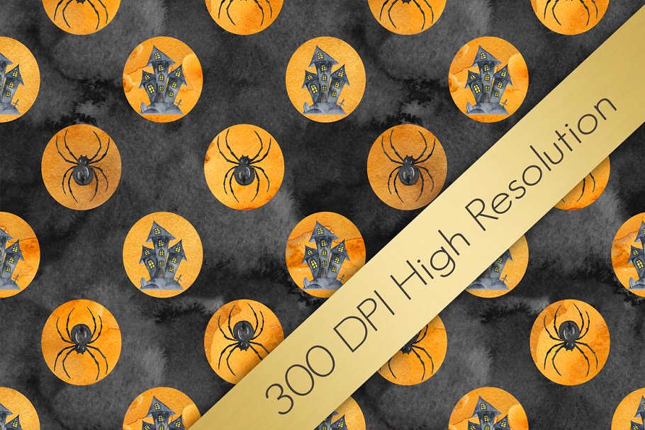 万圣节水彩数码纸张纹理 Halloween Watercolor Digital Paper插图(1)