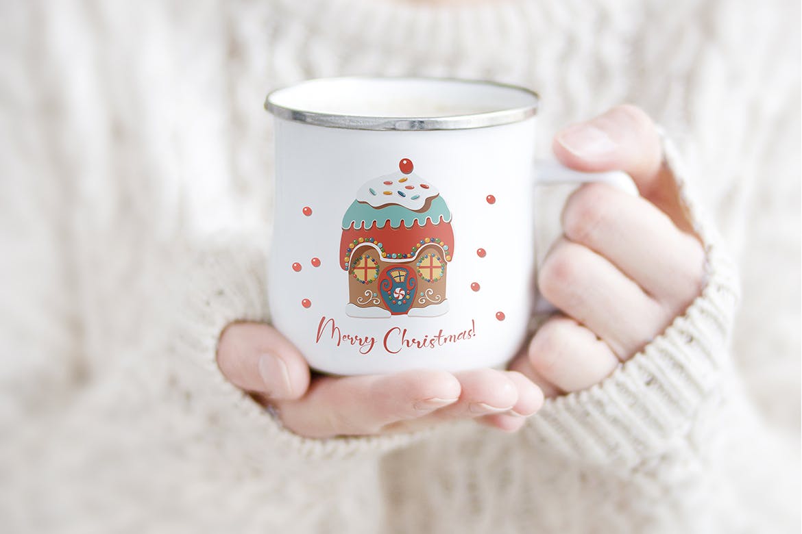 姜饼糖果乐园圣诞节矢量手绘图案背景素材 Gingerbread Candy Land插图(1)