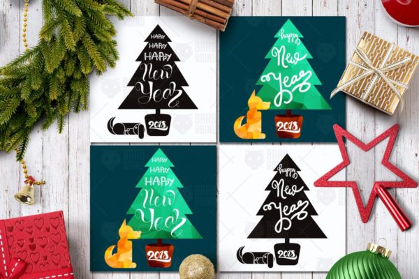 新年矢量设计元素素材 Happy New Year Greeting 2018