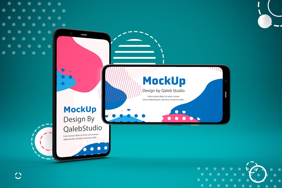 谷歌智能手机Pixel 4屏幕预览素材库精选样机模板 Abstract Pixel 4 mockup插图(4)