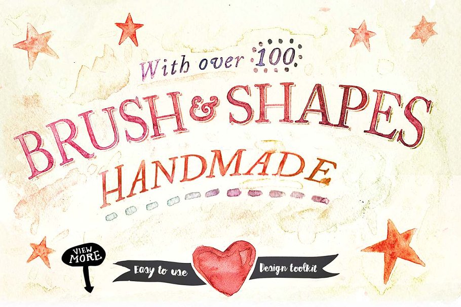 超级水彩绘画素材合集[笔刷、图形、剪贴画…] Watercolour toolkit paint effects插图(7)