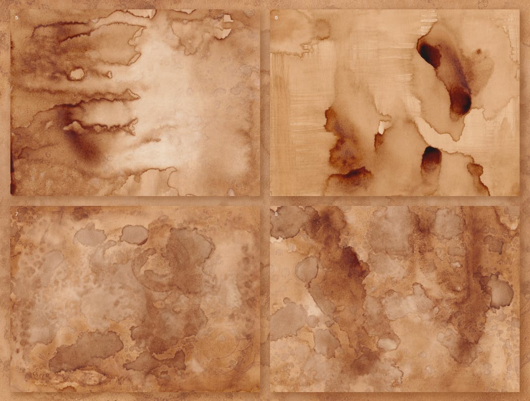 咖啡色水彩咖啡污迹肌理纹理背景素材 Watercolors Coffee Backgrounds插图(8)
