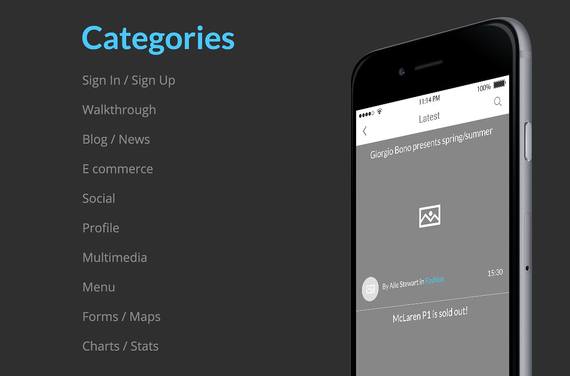 iOS 应用设计线框图素材包 Bones IOS Wireframe Kit [PS,AI,Sketch]插图(2)