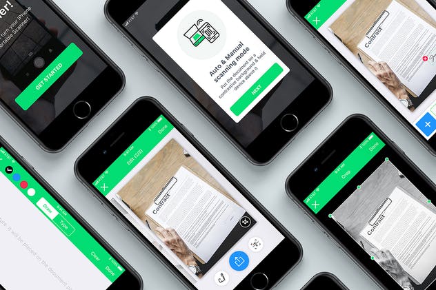 PDF扫描仪类手机应用UI设计界面 PDF Scanner UI Kit插图(1)