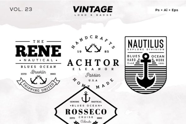 欧美复古设计风格品牌素材库精选LOGO商标模板v23 Vintage Logo &amp; Badge Vol. 23