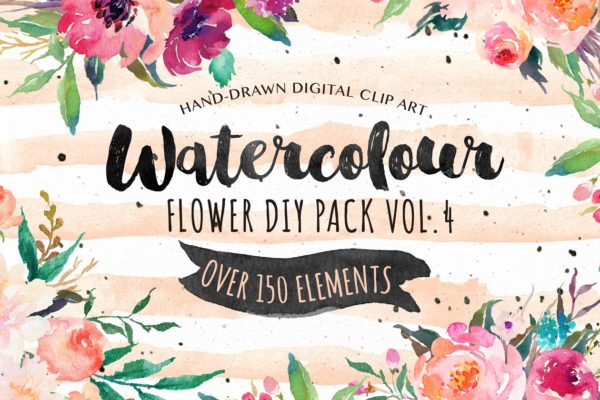 手绘水彩DIY素材包 Watercolor DIY pack Vol.4