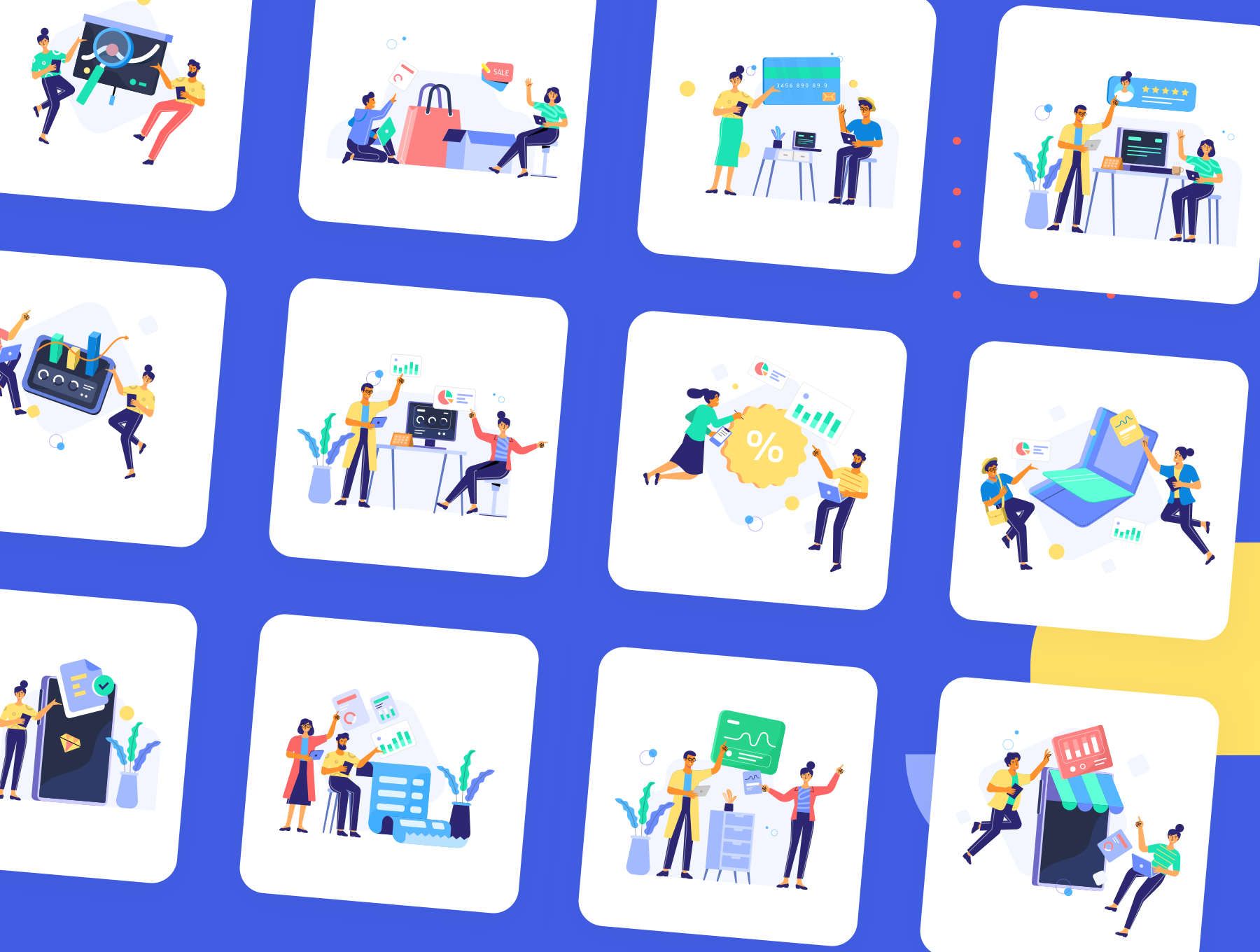 素材库下午茶：商业场景网站设计插画素材插图(3)