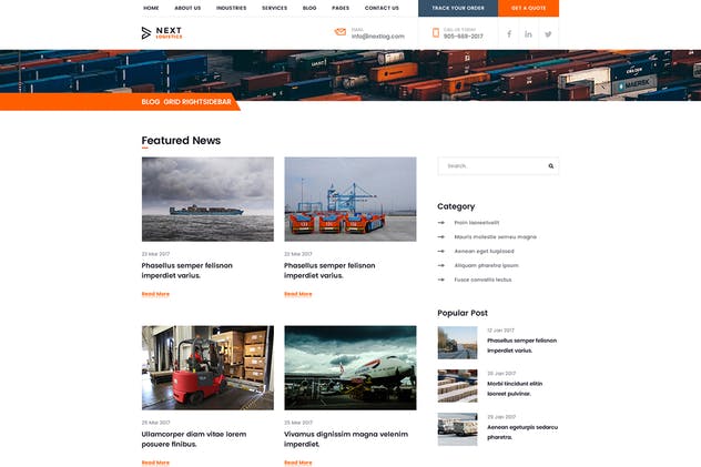 交通运输快递物流公司网站PSD模板 Logistics Transportation Shipping Agency Business插图(10)