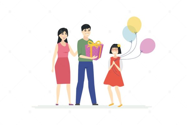 生日会场景卡通人物矢量图形 Happy birthday – cartoon people characters