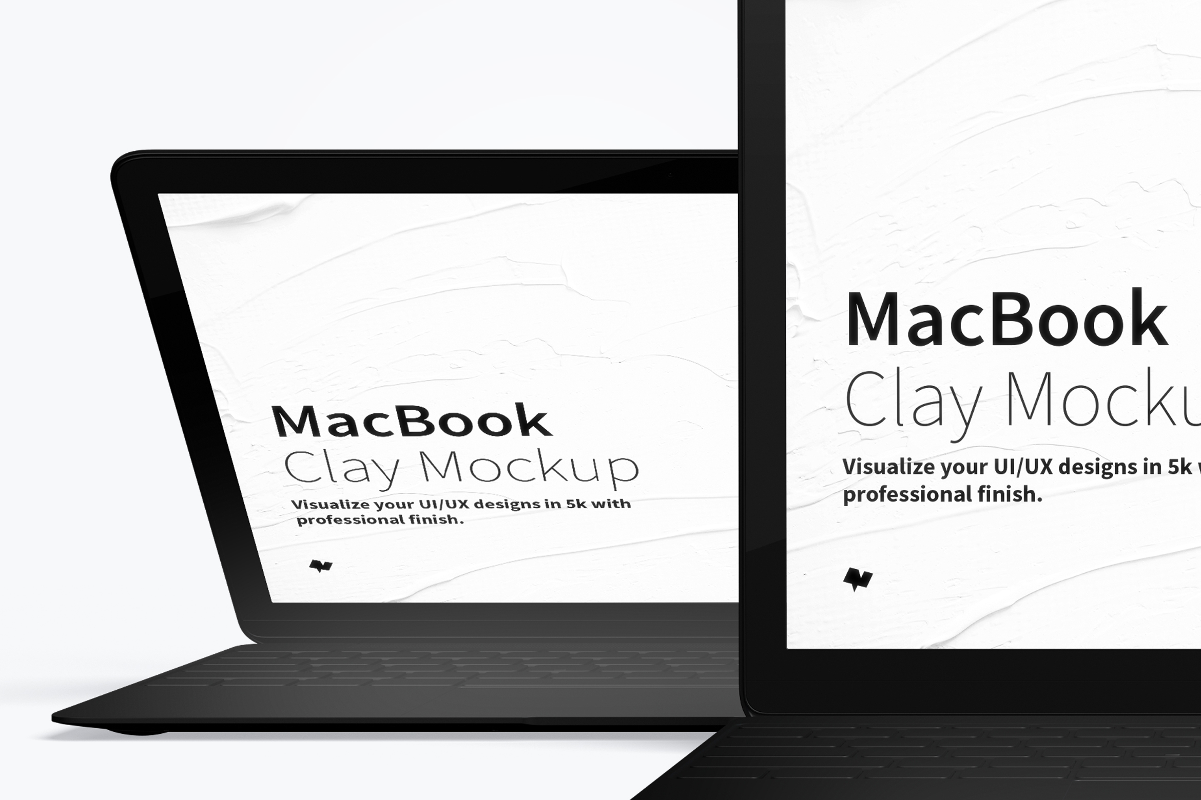 MacBook笔记本电脑多屏幕预览前视图样机03 Clay MacBook Mockup, Front View 03插图(1)