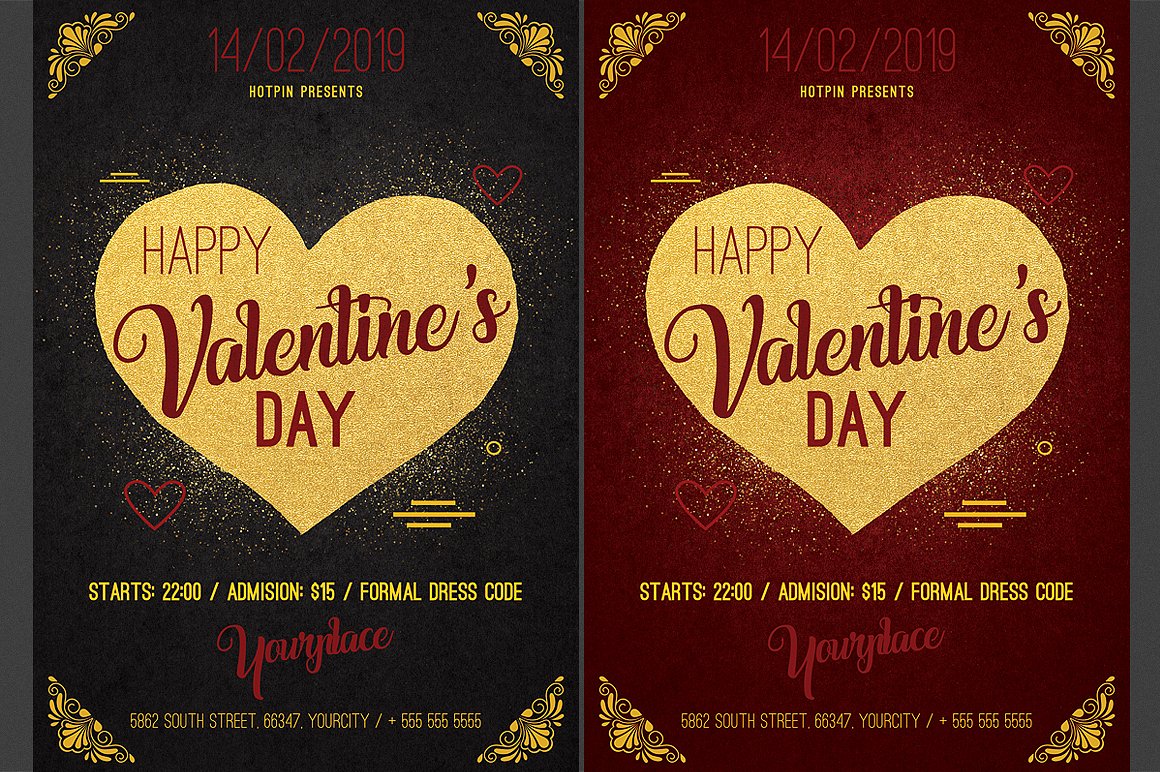 情人节海报传单模板 Valentines Day Psd Flyer插图