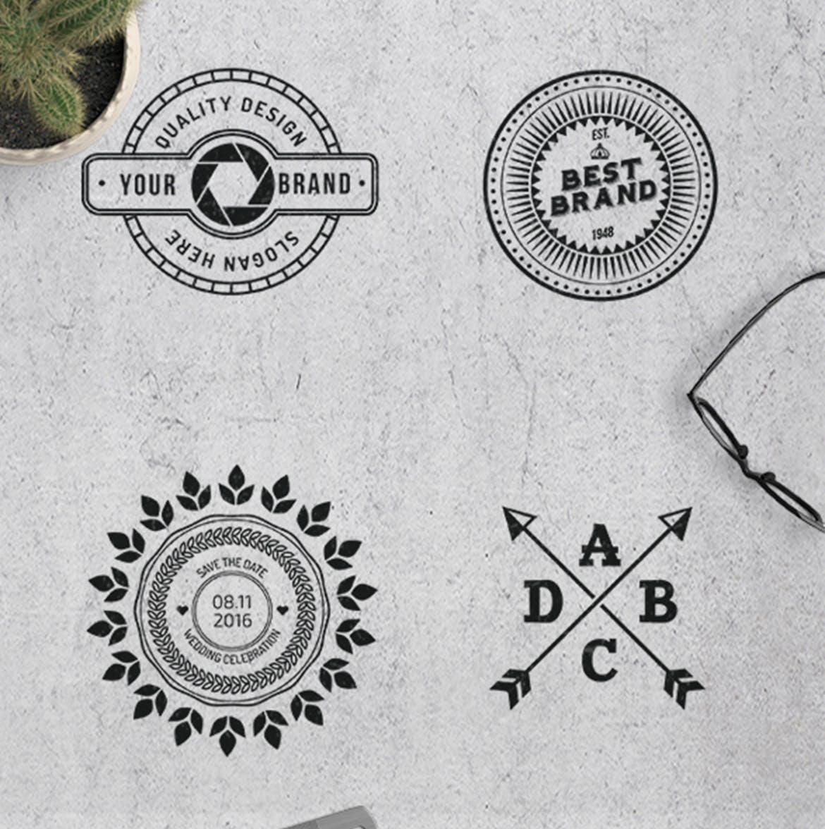 高品质的时尚高端多种风格的复古logo标志设计模板插图(4)