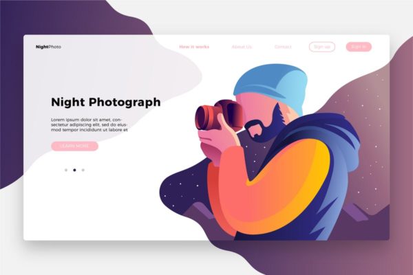摄影师作品网站Banner&amp;着陆页模板 Photography Night-Banner &amp; Landing Page