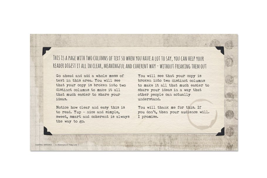 文学历史科学适用的复古风格PPT幻灯片模板 Camera Obscura Powerpoint Templates插图(7)