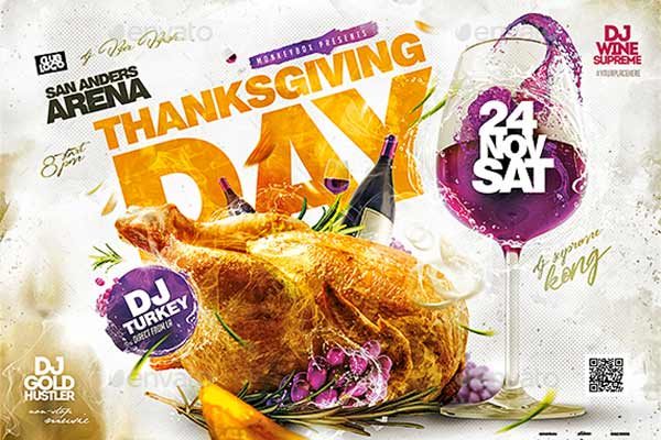 感恩节海报PSD模板 Thanksgiving Day Flyer [psd]