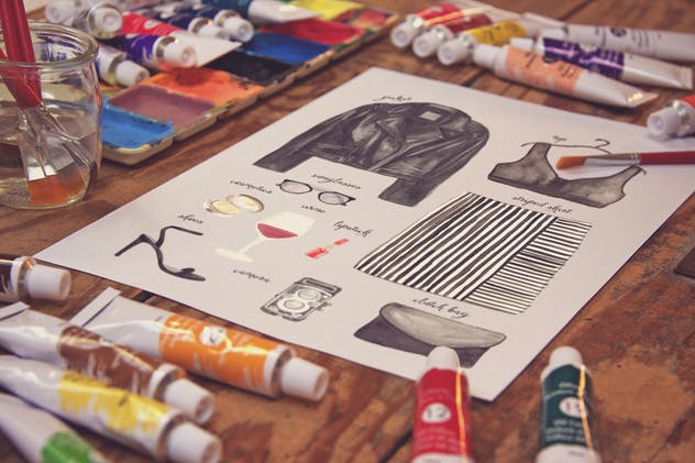 画室创作场景画纸样机模板v1 Paper View插图(2)