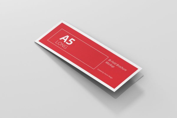 A5长双折页小册子传单样机 A5 Long Bi-Fold Brochure Mock-Up Landscape