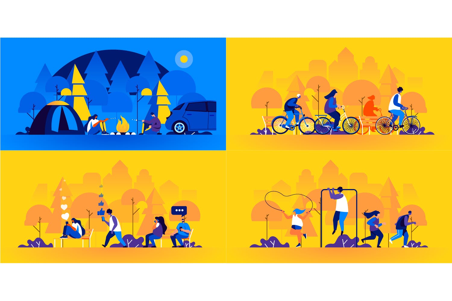 扁平设计风格人物场景网站&APP设计矢量插画素材 Flat People Scene Situation Landing Page插图(2)