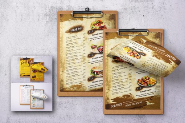 不同国家餐馆单页素材库精选菜单模板合集 Different Countries Single Page Food Menu Bundle
