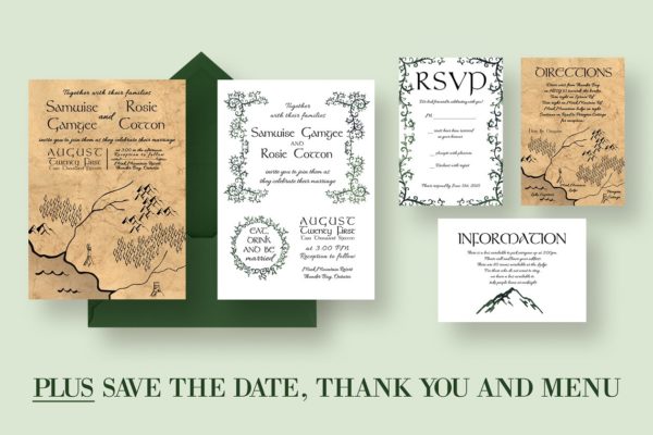 复古藤蔓纹理婚礼请柬套装 Ye Olde Wedding Invitation Suite