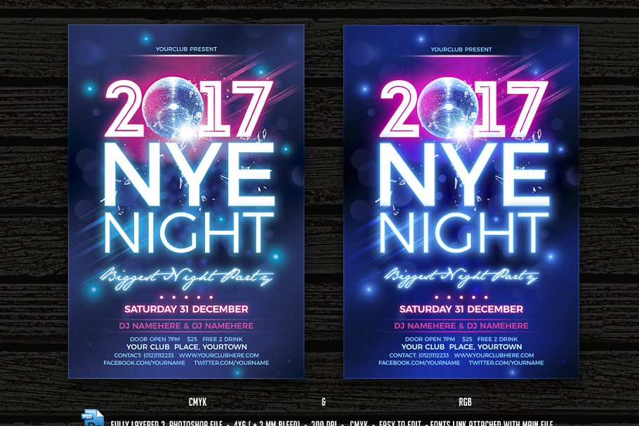 新年倒数狂欢派对传单模板 New Year Eve插图