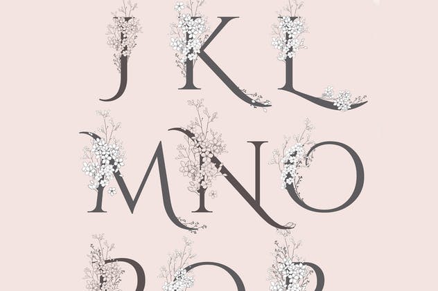 美丽盛开金色花卉字母数字图集 Blooming Gold Floral Letters Numbers插图(3)