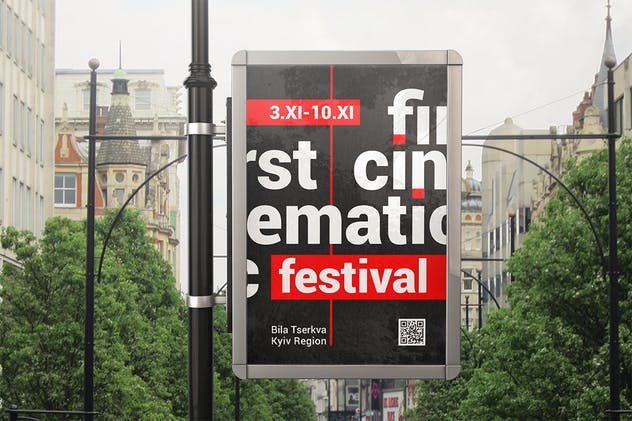 城市灯柱海报广告牌样机 Lamp Post Advertising Mockup插图(2)