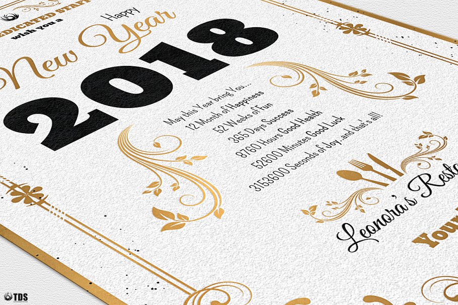 新年主题传单+新年宴会菜单模板 New Year Menu PSD V1插图(8)