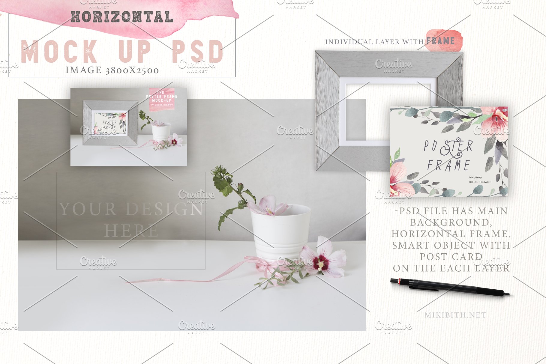 海报画报框样机 Poster frame mockups插图(7)