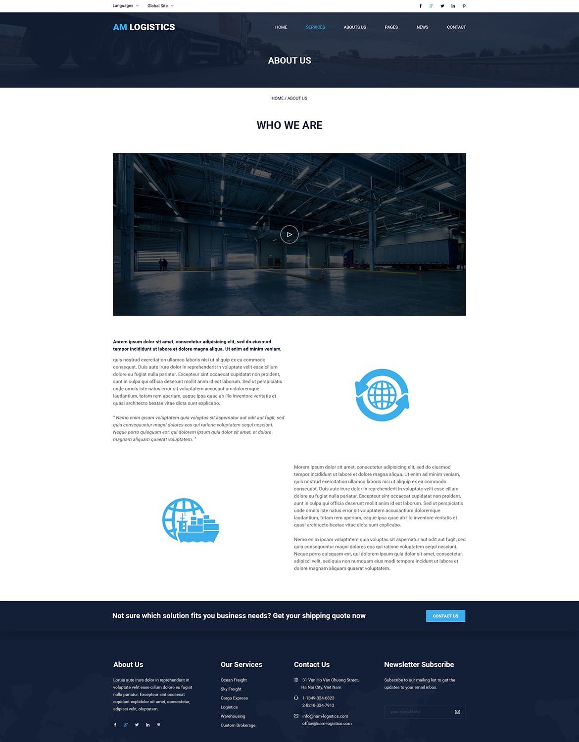 物流运输企业官网设计PSD模板 Amlogistic | Transportation & Logistics PSD Templa插图(6)