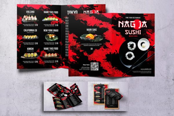 名古屋寿司日式料理菜单设计模板合集 Nagoya Sushi Japanese Food Menu Bundle