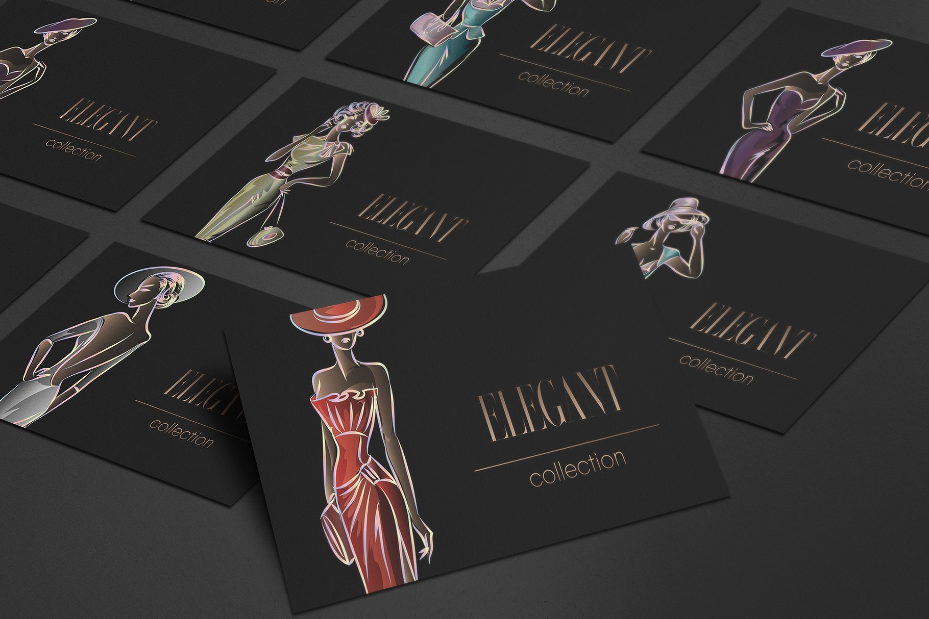 典雅时尚的时装模特手绘矢量素材合辑下载[ai,eps,png]插图(2)