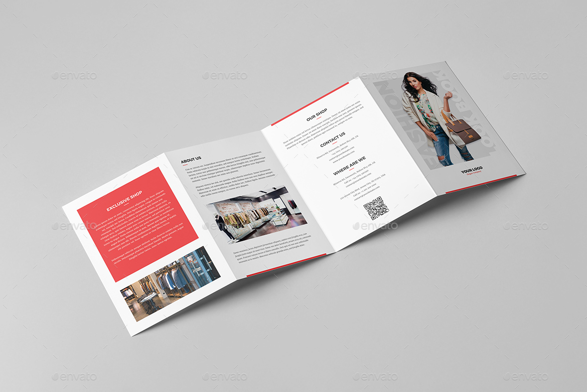 时尚Look Book 4折页A5小册子插图