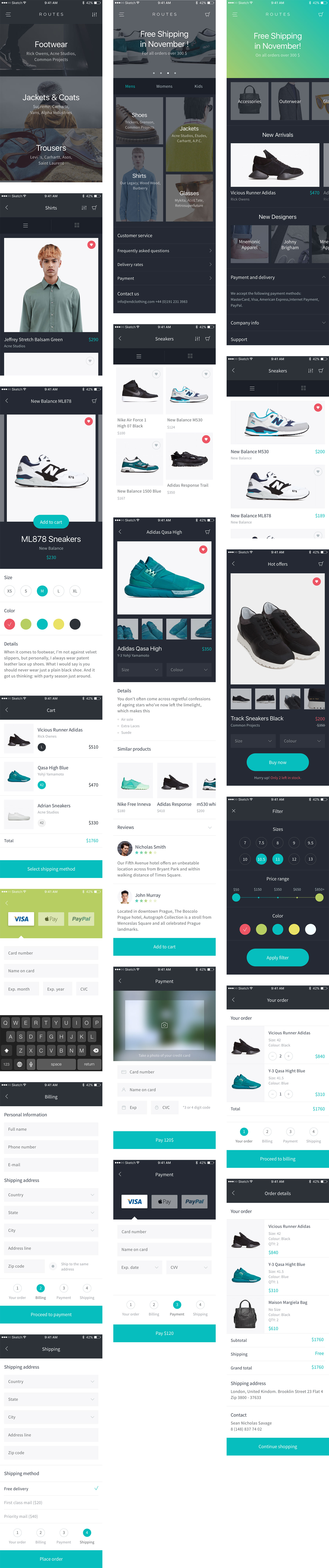 Routes 电商应用界面