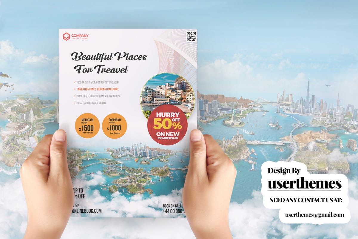 旅游&度假旅行社促销活动海报传单设计模板 Travel Tour and Vacation Flyer PSD Template插图